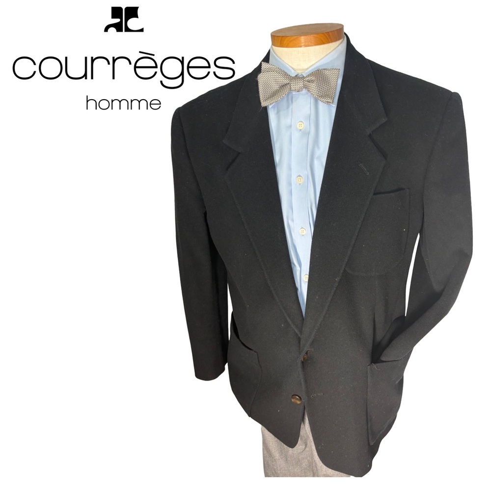 Luxury Courreges Homme 40S / Med Black Wool Cashmere Jacket Sport Coat